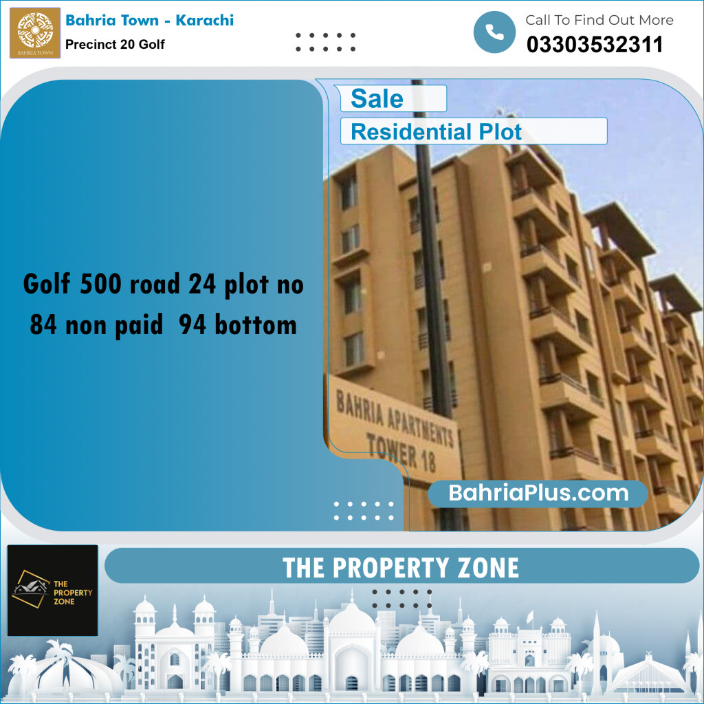 500 Sq. Yards Residential Plot for Sale in Precinct 20 Golf -  Bahria Town, Karachi - (BP-213348)