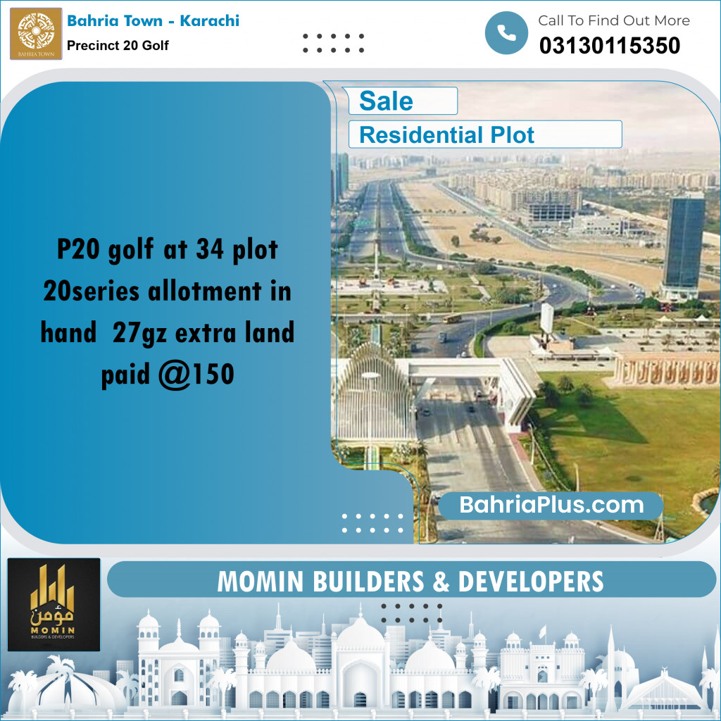 526.72 Sq. Yards Residential Plot for Sale in Precinct 20 Golf -  Bahria Town, Karachi - (BP-213451)