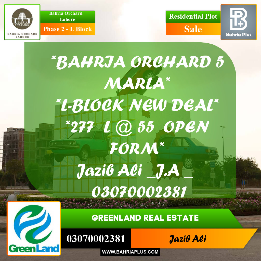 5 Marla Residential Plot for Sale in Phase 2 - L Block -  Bahria Orchard, Lahore - (BP-213475)