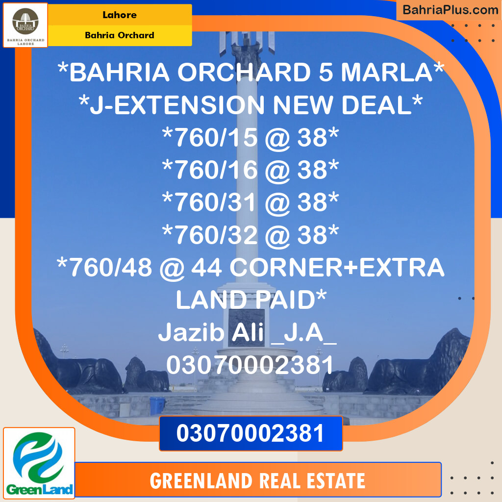 5 Marla Residential Plot for Sale in Bahria Orchard, Lahore - (BP-213481)