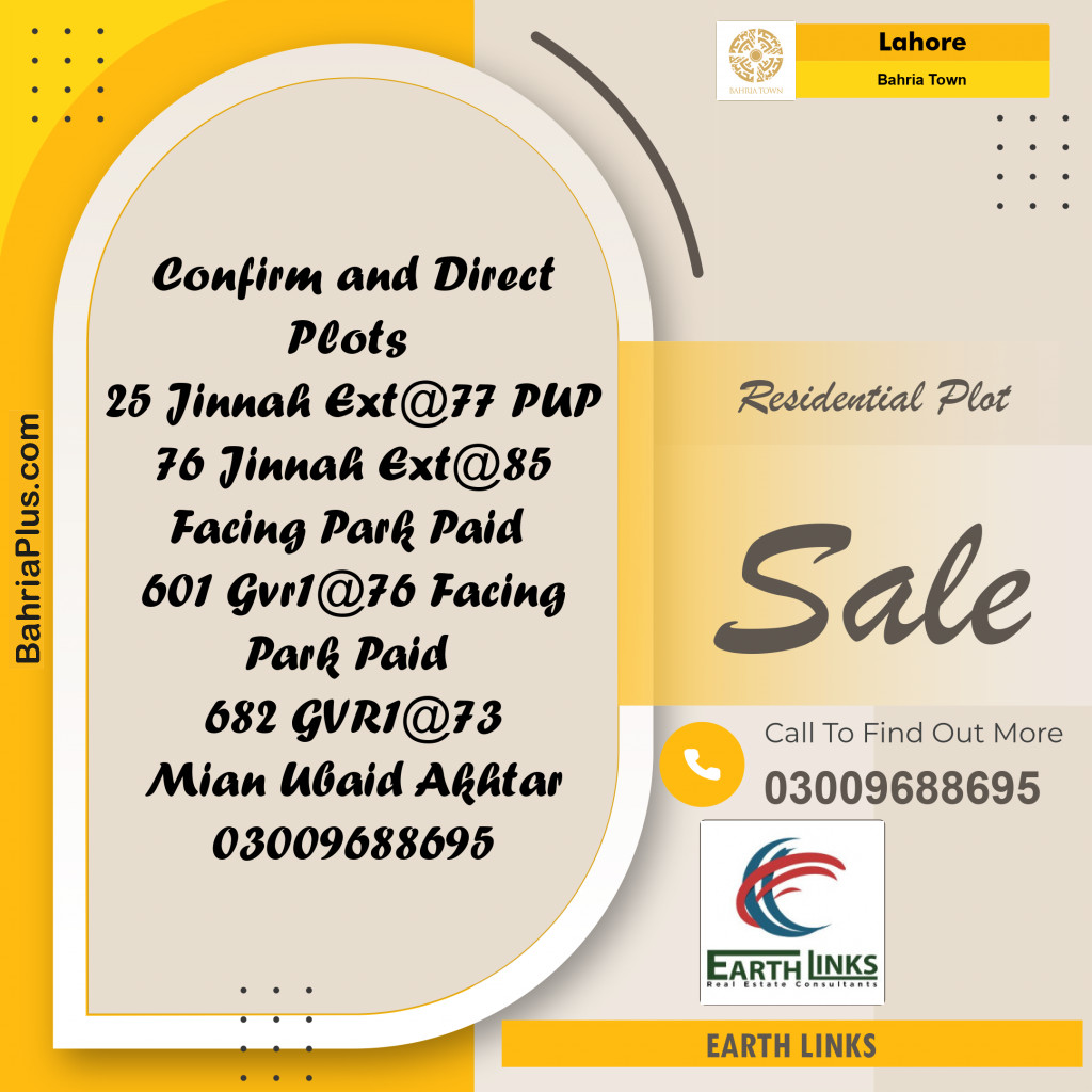 Residential Plot for Sale in Bahria Town, Lahore - (BP-213502)