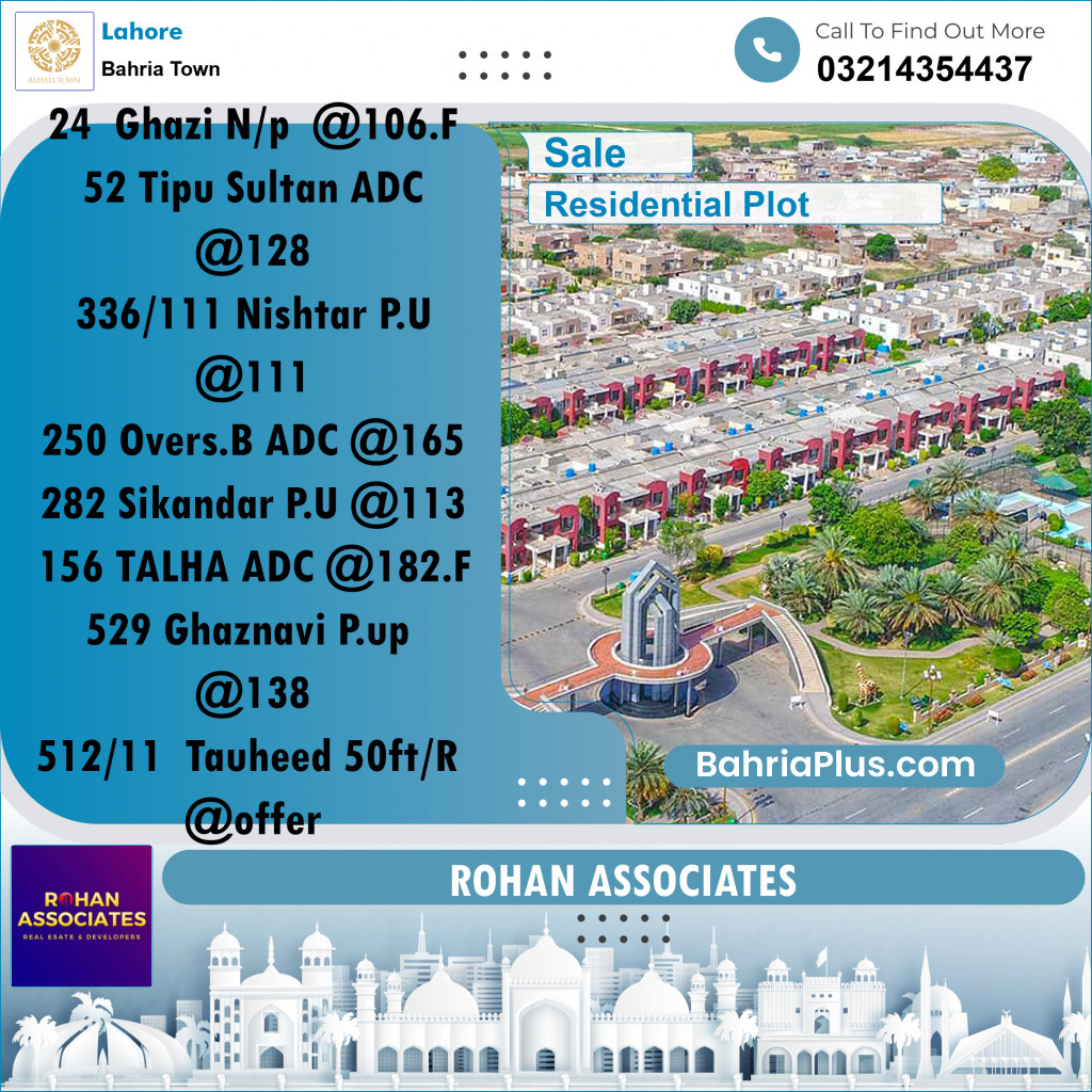 Residential Plot for Sale in Bahria Town, Lahore - (BP-213506)