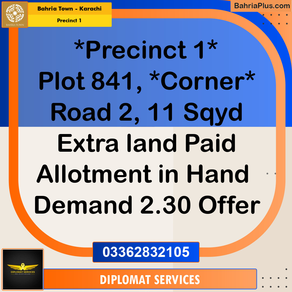 250 Sq. Yards Residential Plot for Sale in Precinct 1 -  Bahria Town, Karachi - (BP-213510)