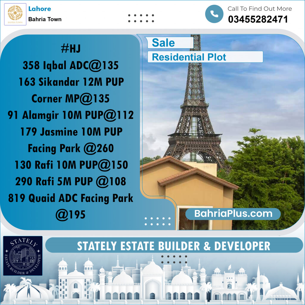 Residential Plot for Sale in Bahria Town, Lahore - (BP-213518)