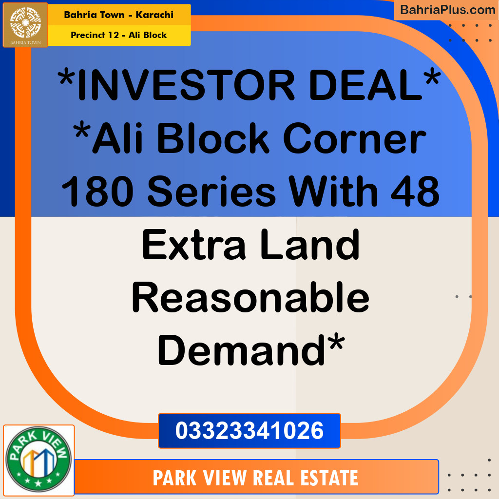 173 Sq. Yards Residential Plot for Sale in Precinct 12 - Ali Block -  Bahria Town, Karachi - (BP-213527)