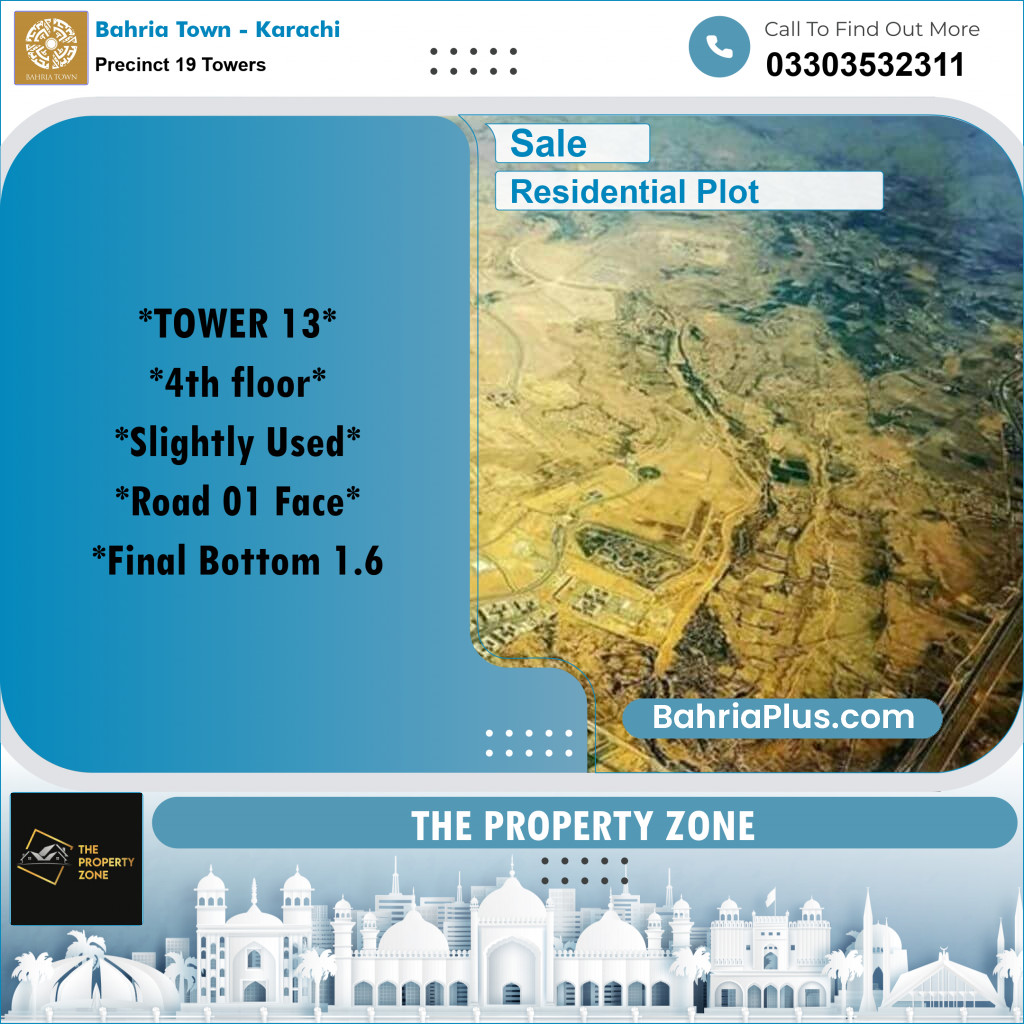 950 Sq. Ft. Residential Plot for Sale in Precinct 19 Towers -  Bahria Town, Karachi - (BP-213602)