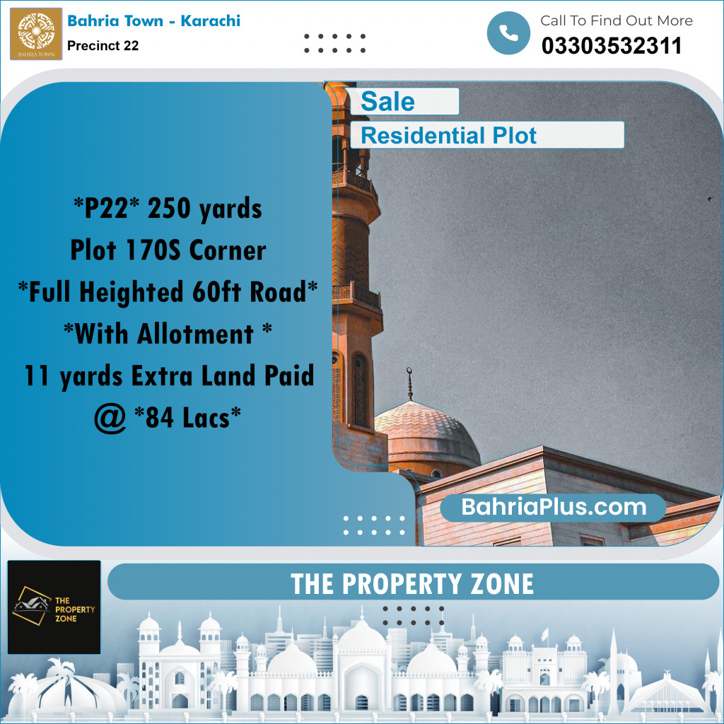 250 Sq. Yards Residential Plot for Sale in Precinct 22 -  Bahria Town, Karachi - (BP-213611)