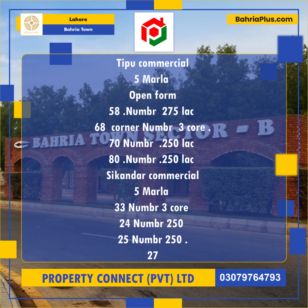 Residential Plot for Sale in Bahria Town, Lahore - (BP-213627)