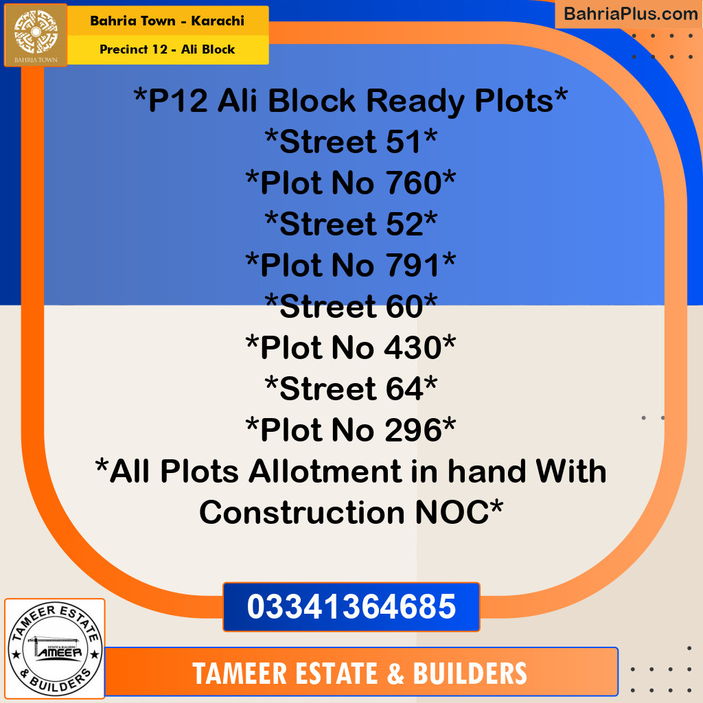 125 Sq. Yards Residential Plot for Sale in Precinct 12 - Ali Block -  Bahria Town, Karachi - (BP-213638)