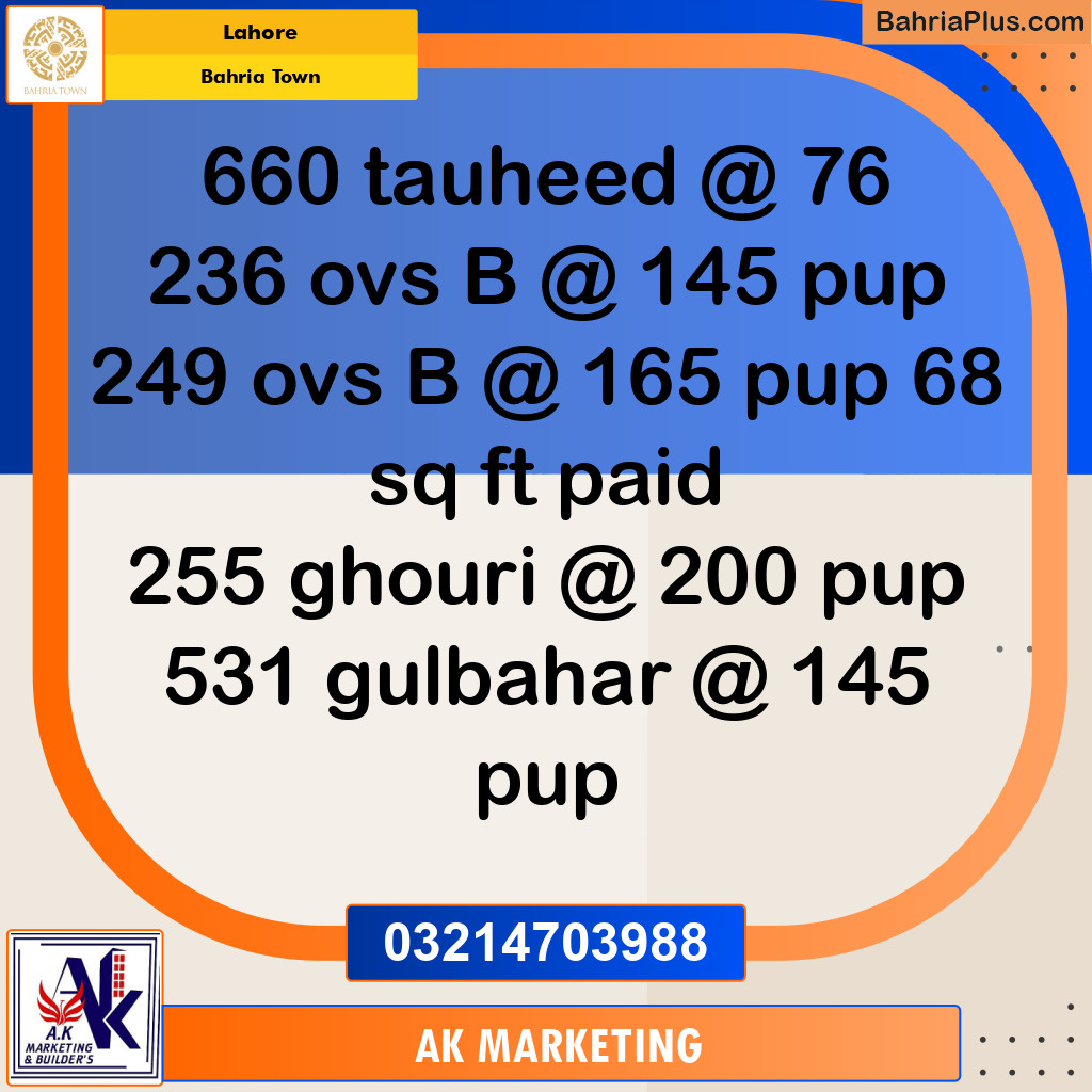 Residential Plot for Sale in Bahria Town, Lahore - (BP-213694)