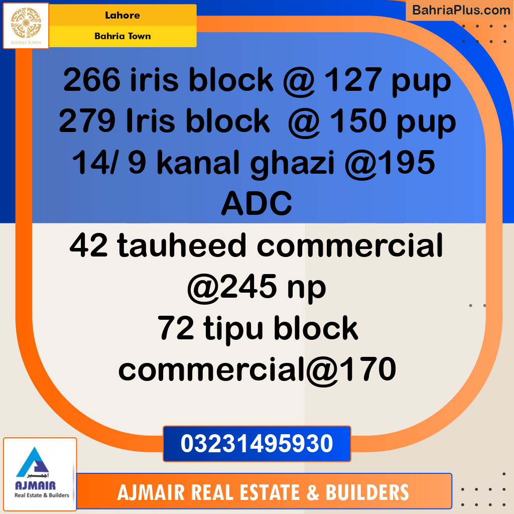 Residential Plot for Sale in Bahria Town, Lahore - (BP-213709)