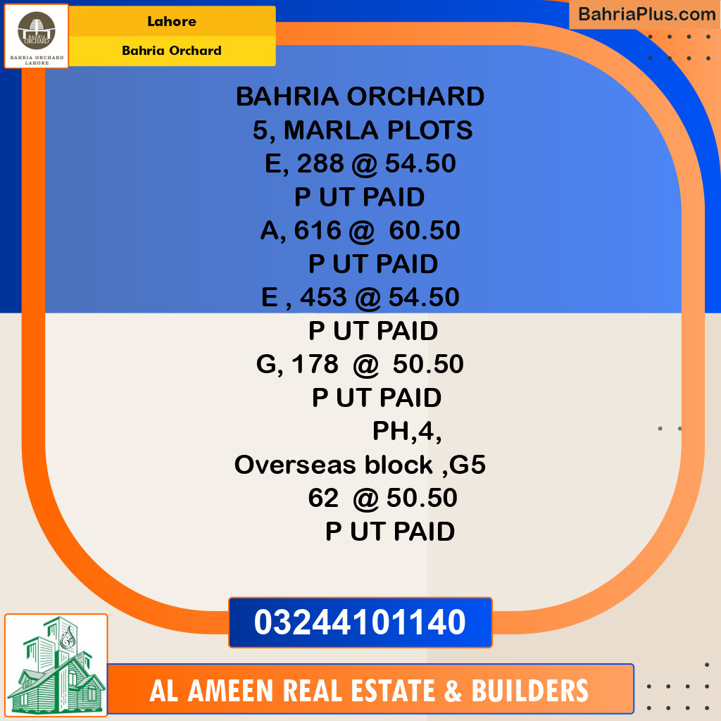 Residential Plot for Sale in Bahria Orchard, Lahore - (BP-213714)