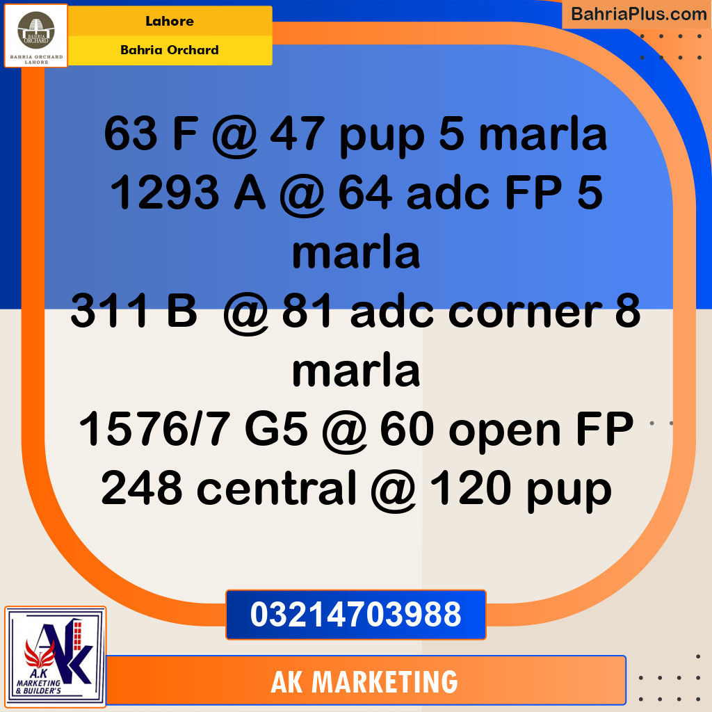 Residential Plot for Sale in Bahria Orchard, Lahore - (BP-213740)