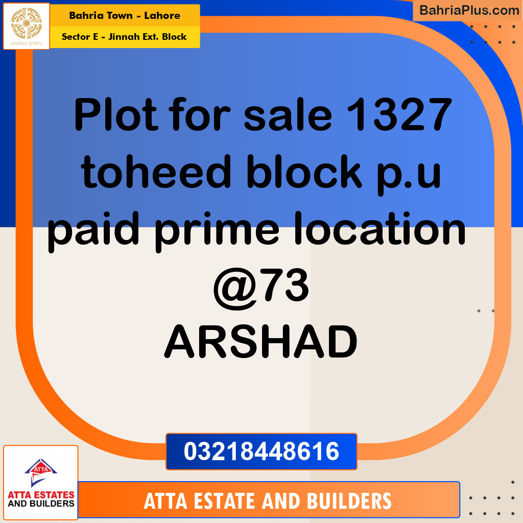 5 Marla Residential Plot for Sale in Sector E - Jinnah Ext. Block -  Bahria Town, Lahore - (BP-213743)