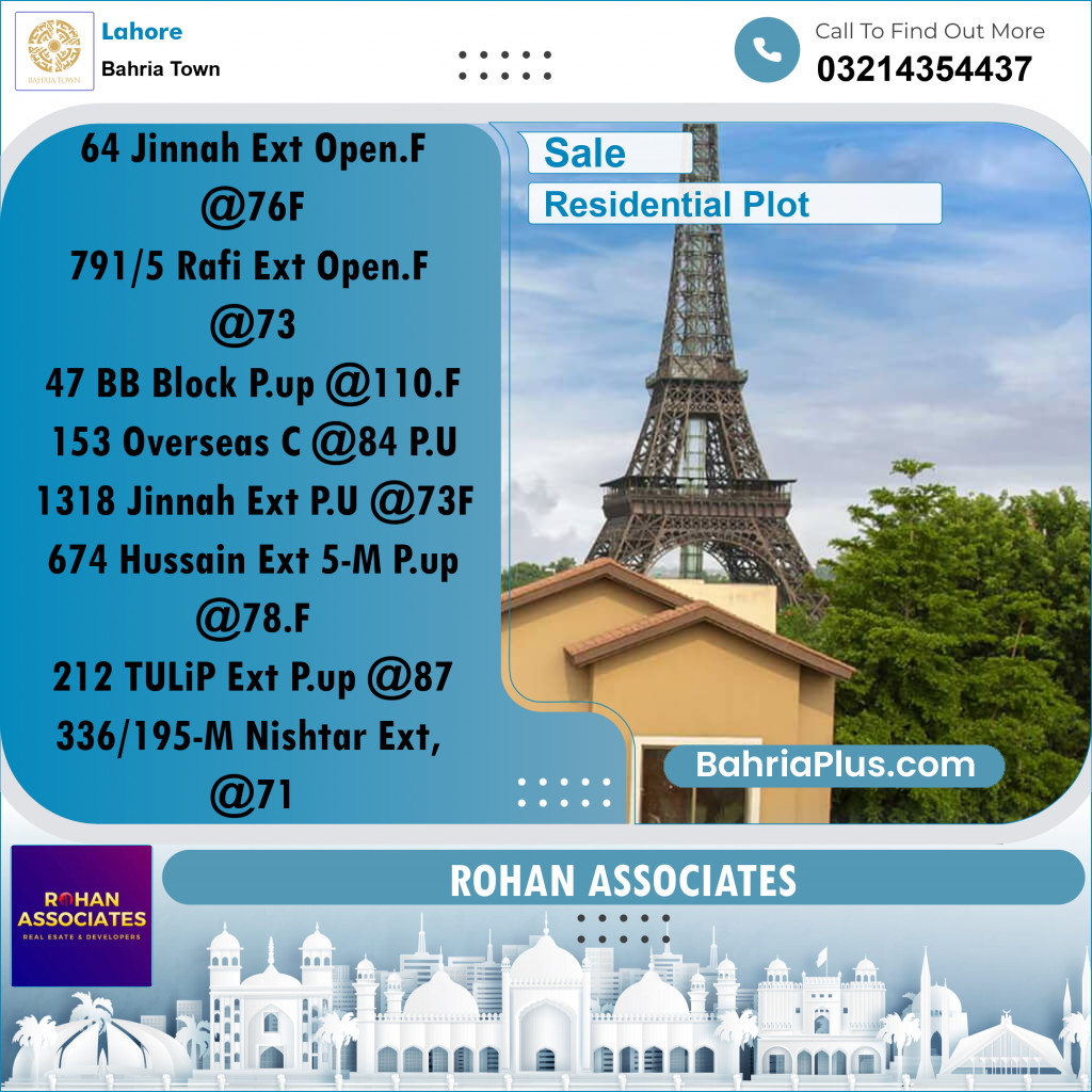 Residential Plot for Sale in Bahria Town, Lahore - (BP-213755)