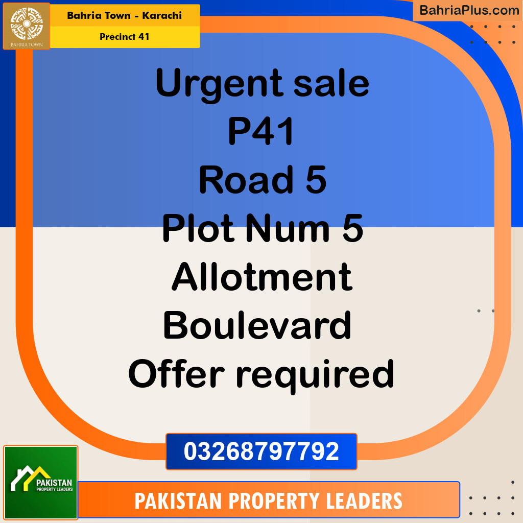 500 Sq. Yards Residential Plot for Sale in Precinct 41 -  Bahria Town, Karachi - (BP-213757)