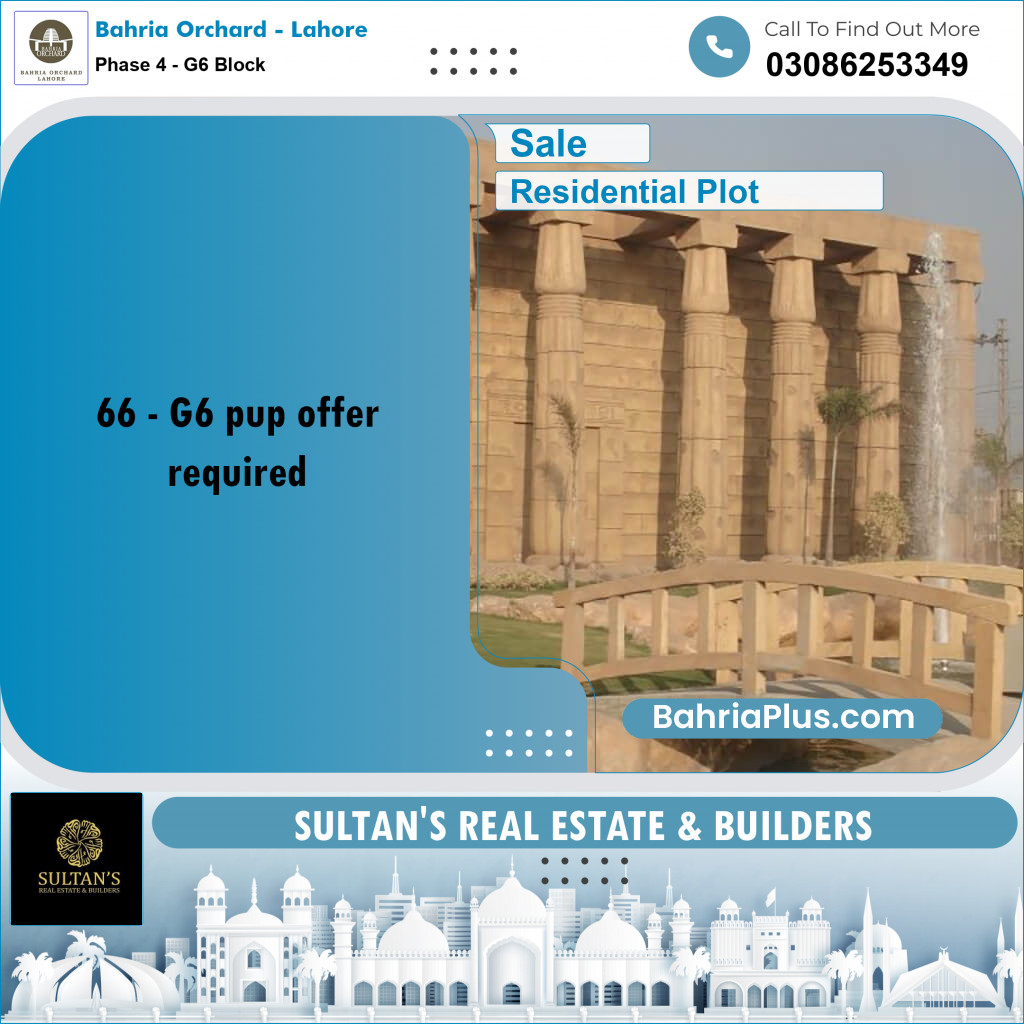 10 Marla Residential Plot for Sale in Phase 4 - G6 Block -  Bahria Orchard, Lahore - (BP-213774)