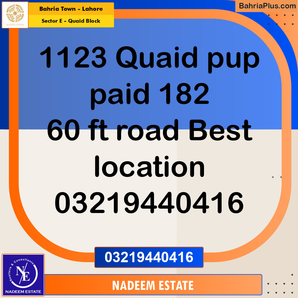 Residential Plot for Sale in Sector E - Quaid Block -  Bahria Town, Lahore - (BP-213780)