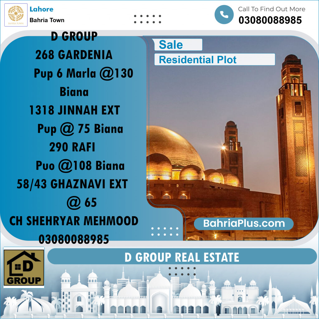 Residential Plot for Sale in Bahria Town, Lahore - (BP-213800)