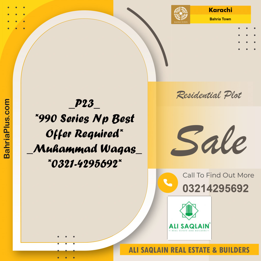 Residential Plot for Sale in Bahria Town, Karachi - (BP-213909)
