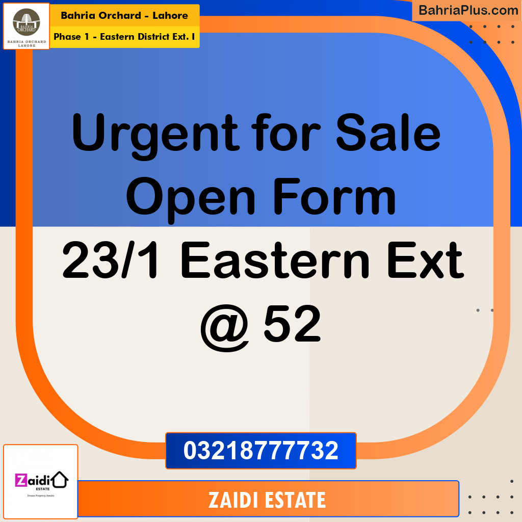 5 Marla Residential Plot for Sale in Phase 1 - Eastern District Ext. I -  Bahria Orchard, Lahore - (BP-213920)