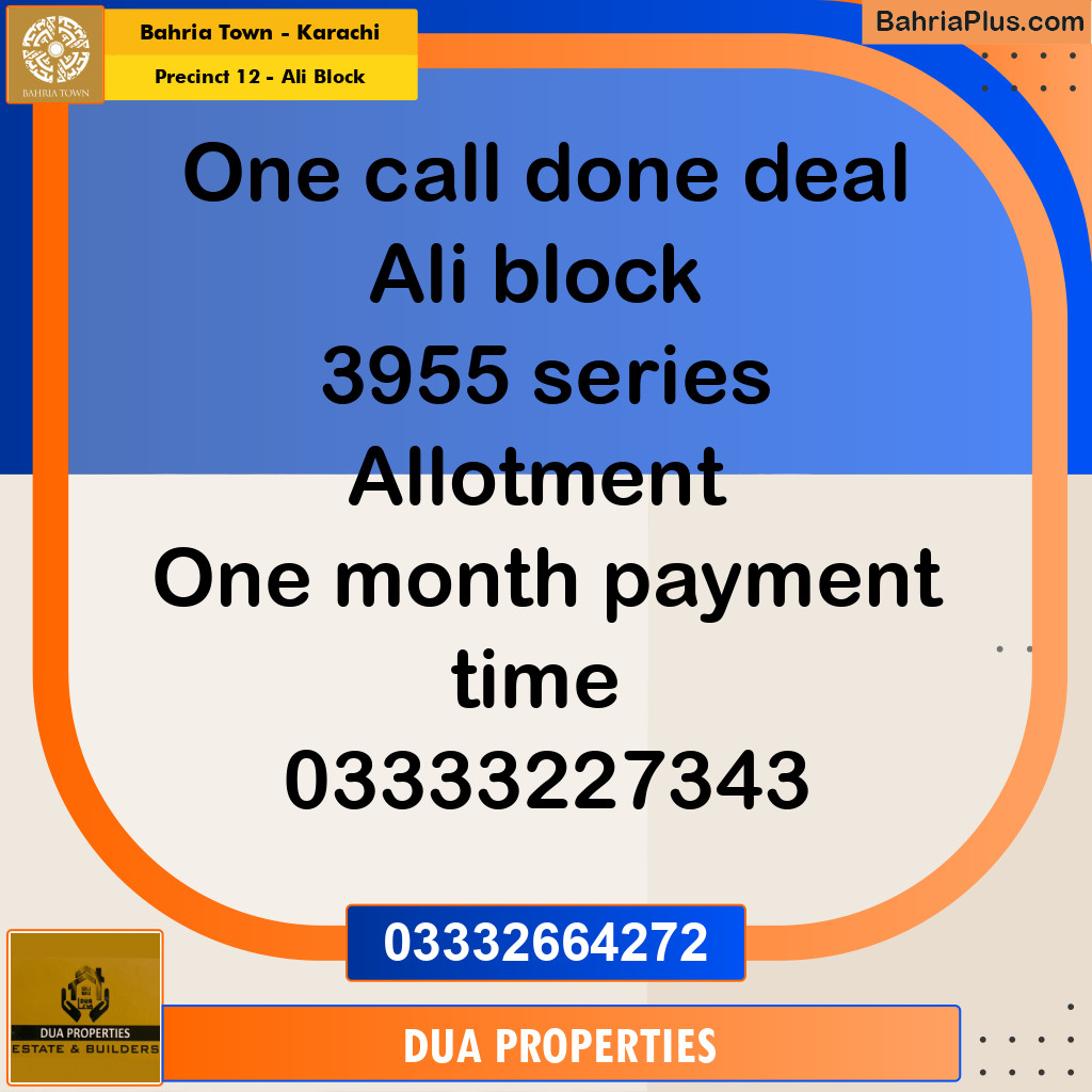 Residential Plot for Sale in Precinct 12 - Ali Block -  Bahria Town, Karachi - (BP-213926)