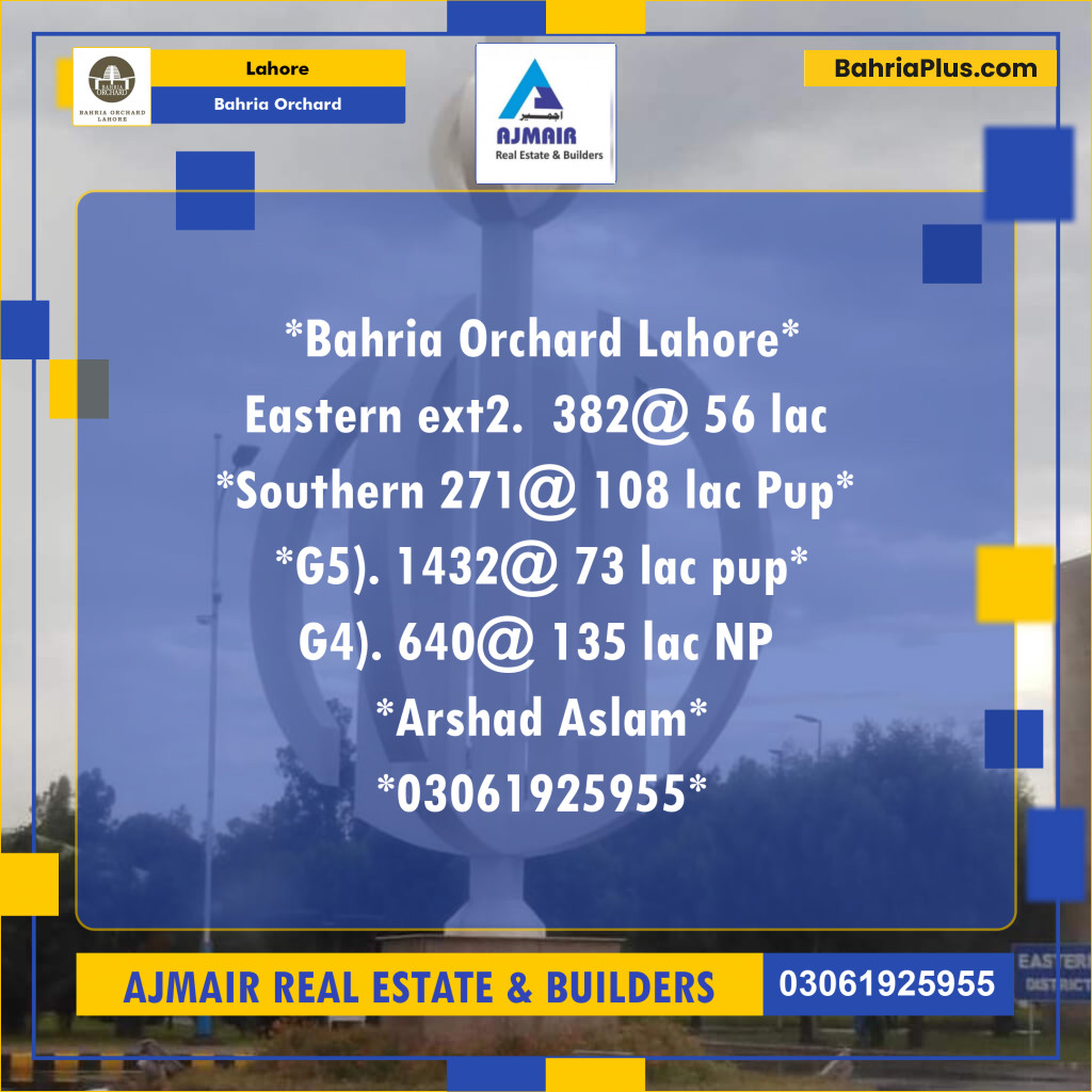 Residential Plot for Sale in Bahria Orchard, Lahore - (BP-213962)