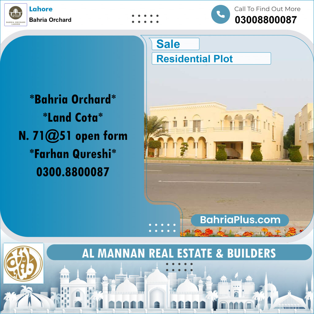 Residential Plot for Sale in Bahria Orchard, Lahore - (BP-213997)