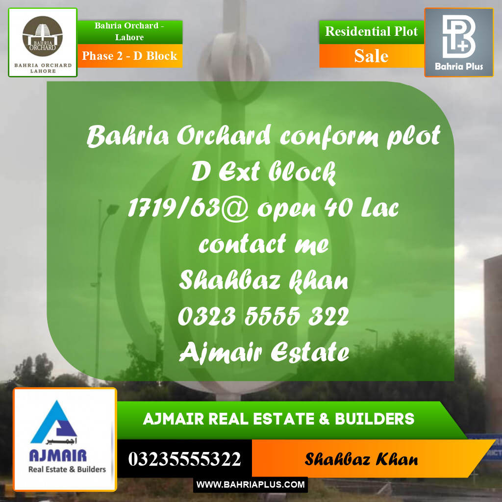 5 Marla Residential Plot for Sale in Phase 2 - D Block -  Bahria Orchard, Lahore - (BP-214008)