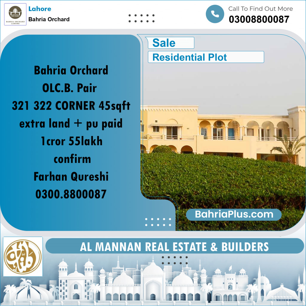 Residential Plot for Sale in Bahria Orchard, Lahore - (BP-214017)
