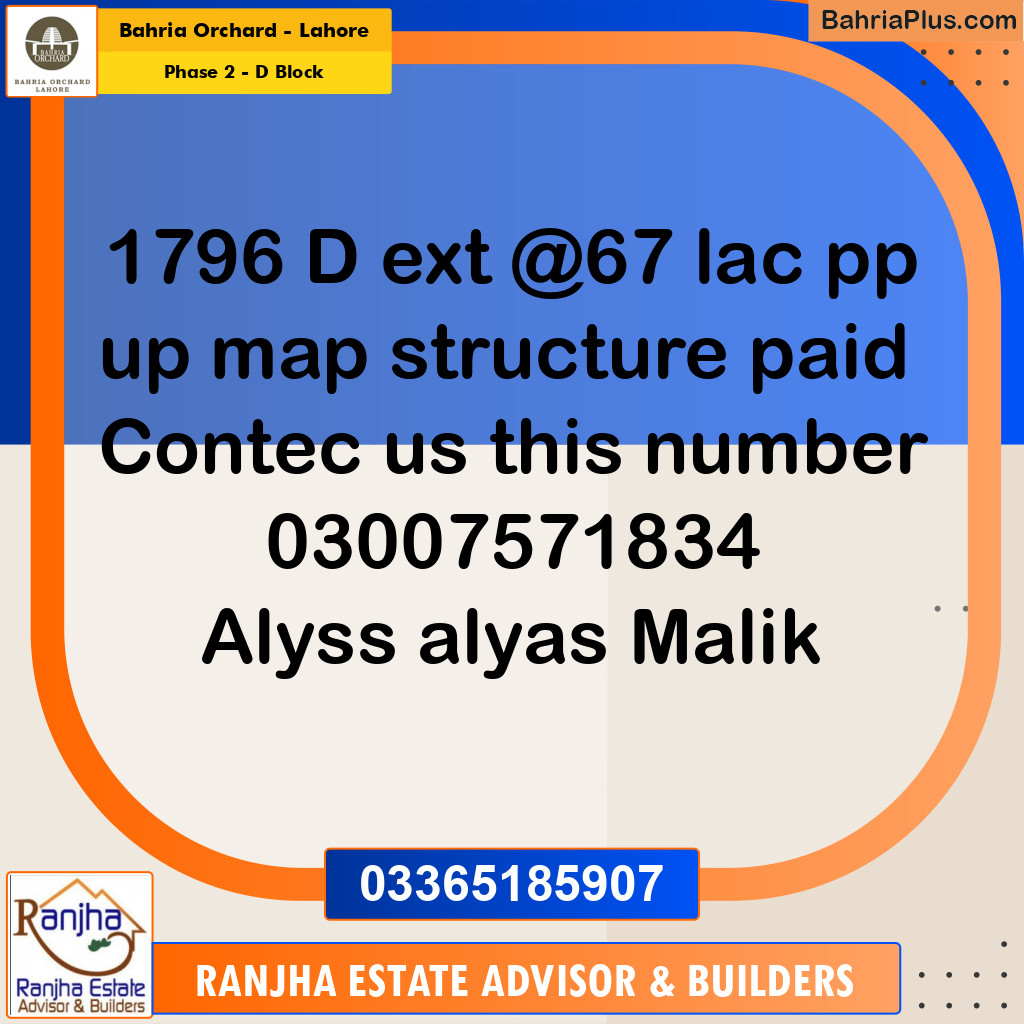 8 Marla Residential Plot for Sale in Phase 2 - D Block -  Bahria Orchard, Lahore - (BP-214082)