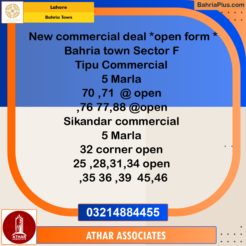 5 Marla Commercial Plot for Sale in Bahria Town, Lahore - (BP-214093)