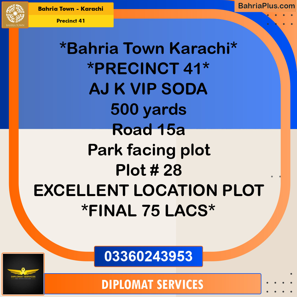 500 Sq. Yards Residential Plot for Sale in Precinct 41 -  Bahria Town, Karachi - (BP-214138)