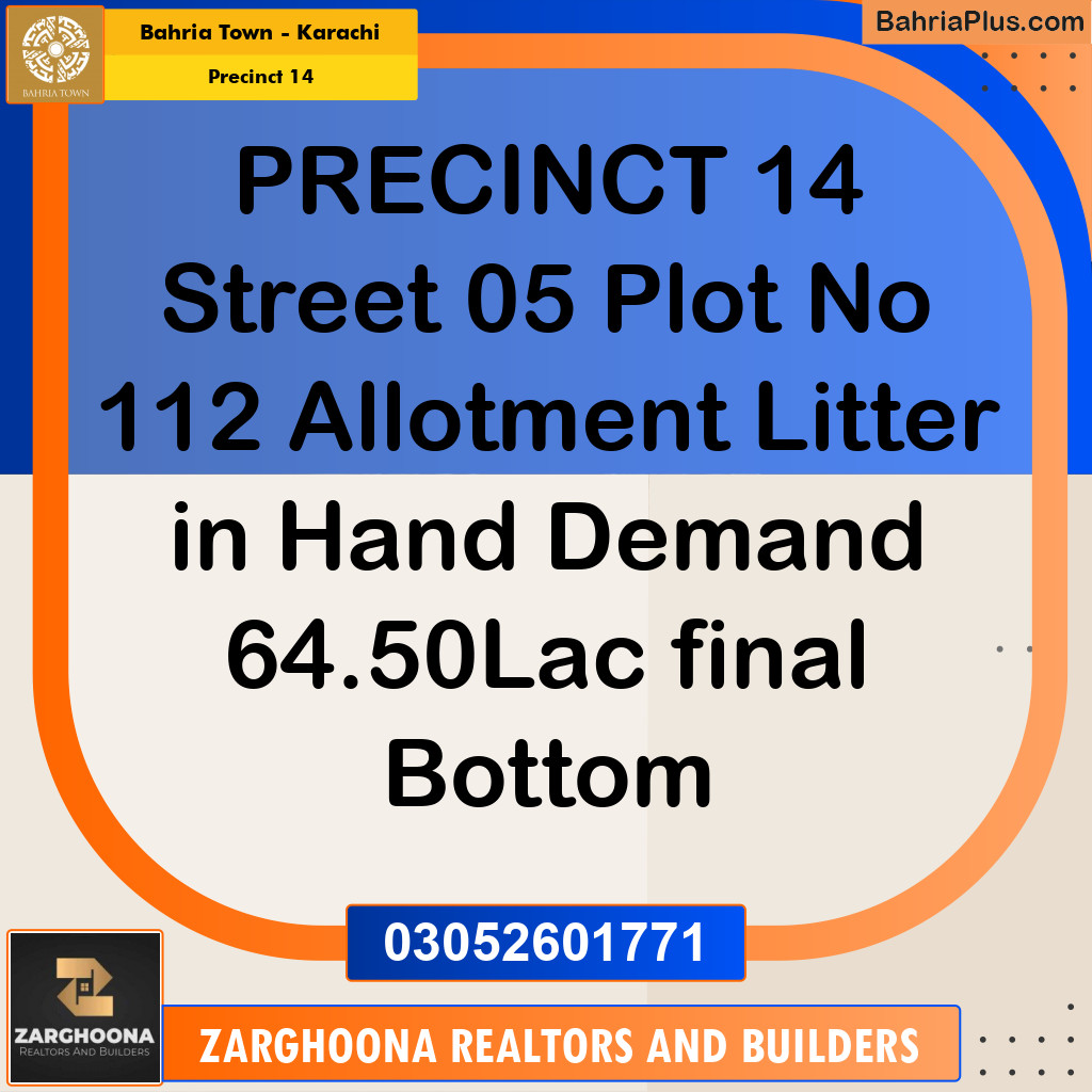 125 Sq. Yards Residential Plot for Sale in Precinct 14 -  Bahria Town, Karachi - (BP-214144)