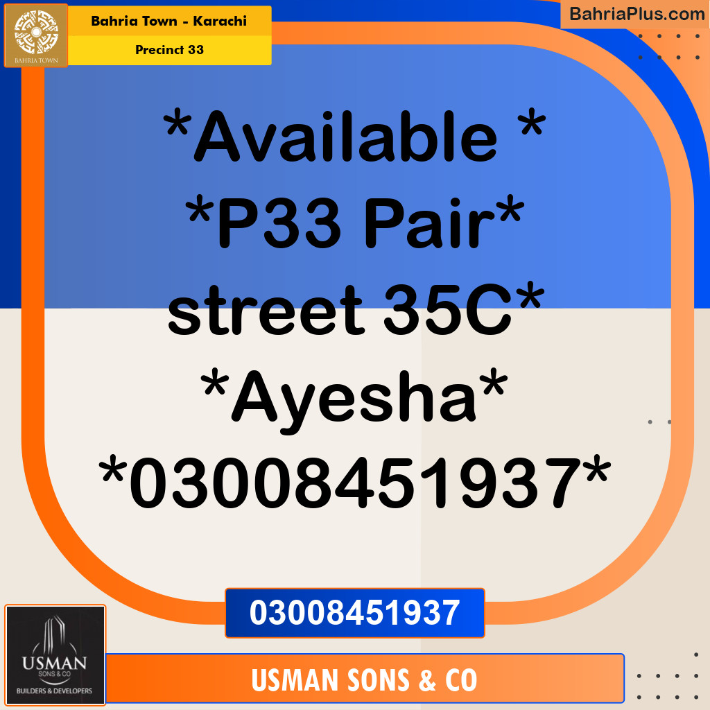 Residential Plot for Sale in Precinct 33 -  Bahria Town, Karachi - (BP-214162)