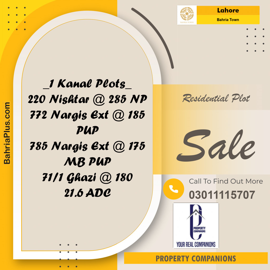 Residential Plot for Sale in Bahria Town, Lahore - (BP-214173)