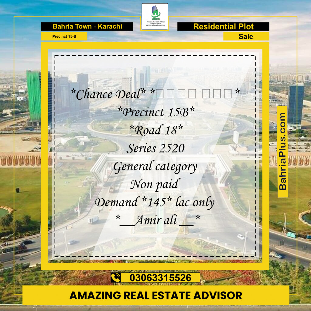 500 Sq. Yards Residential Plot for Sale in Precinct 15-B -  Bahria Town, Karachi - (BP-214186)