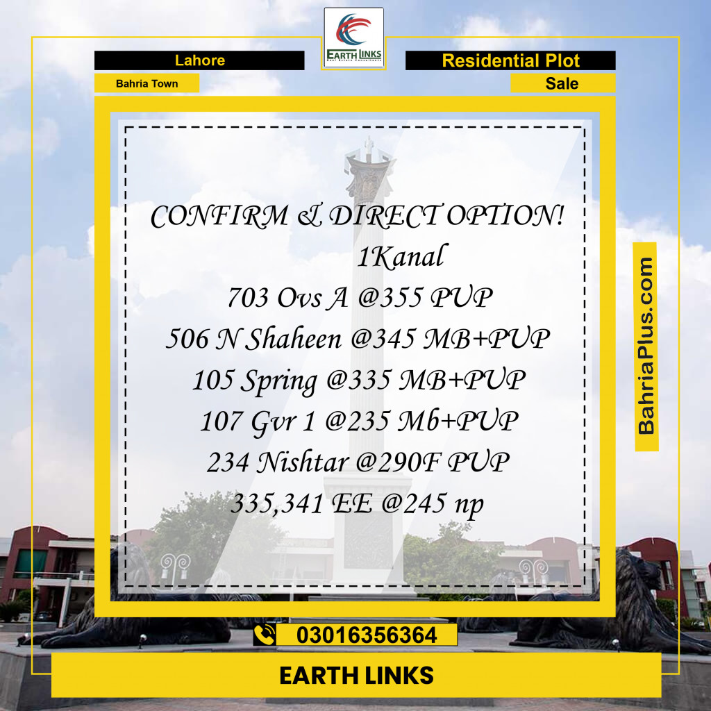 Residential Plot for Sale in Bahria Town, Lahore - (BP-214192)