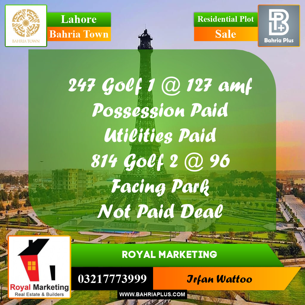 Residential Plot for Sale in Bahria Town, Lahore - (BP-214197)
