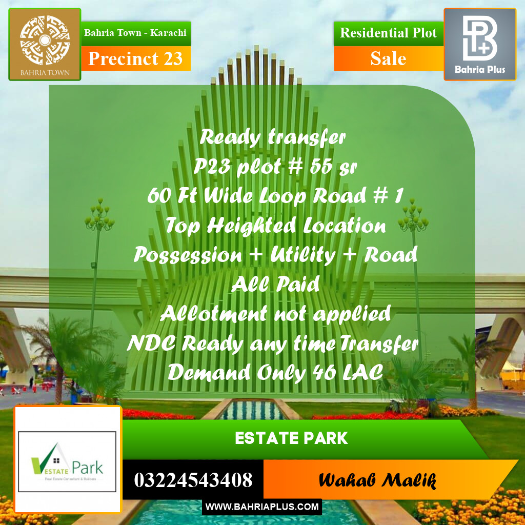 125 Sq. Yards Residential Plot for Sale in Precinct 23 -  Bahria Town, Karachi - (BP-214251)