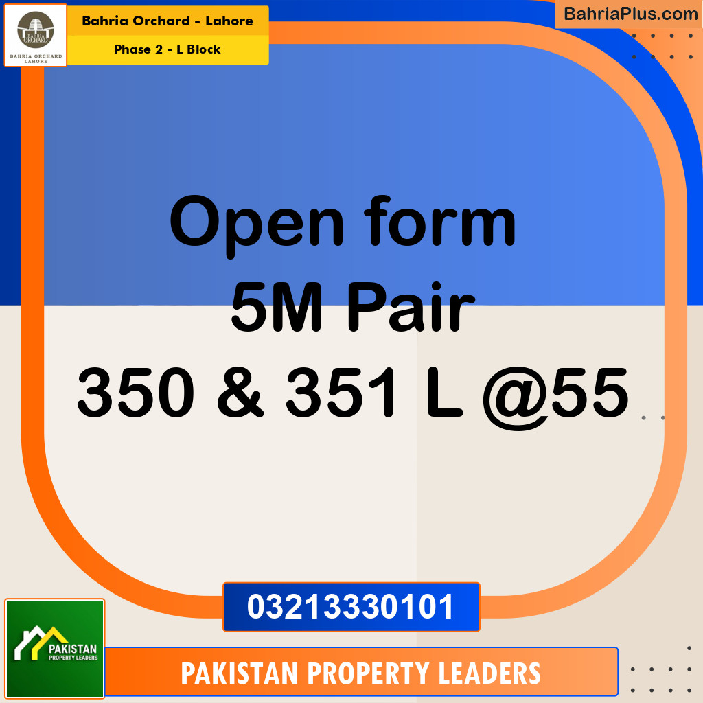 5 Marla Residential Plot for Sale in Phase 2 - L Block -  Bahria Orchard, Lahore - (BP-214327)