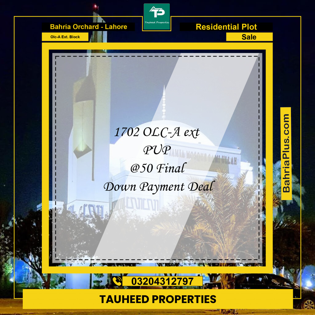 5 Marla Residential Plot for Sale in OLC-A Ext. Block -  Bahria Orchard, Lahore - (BP-214362)