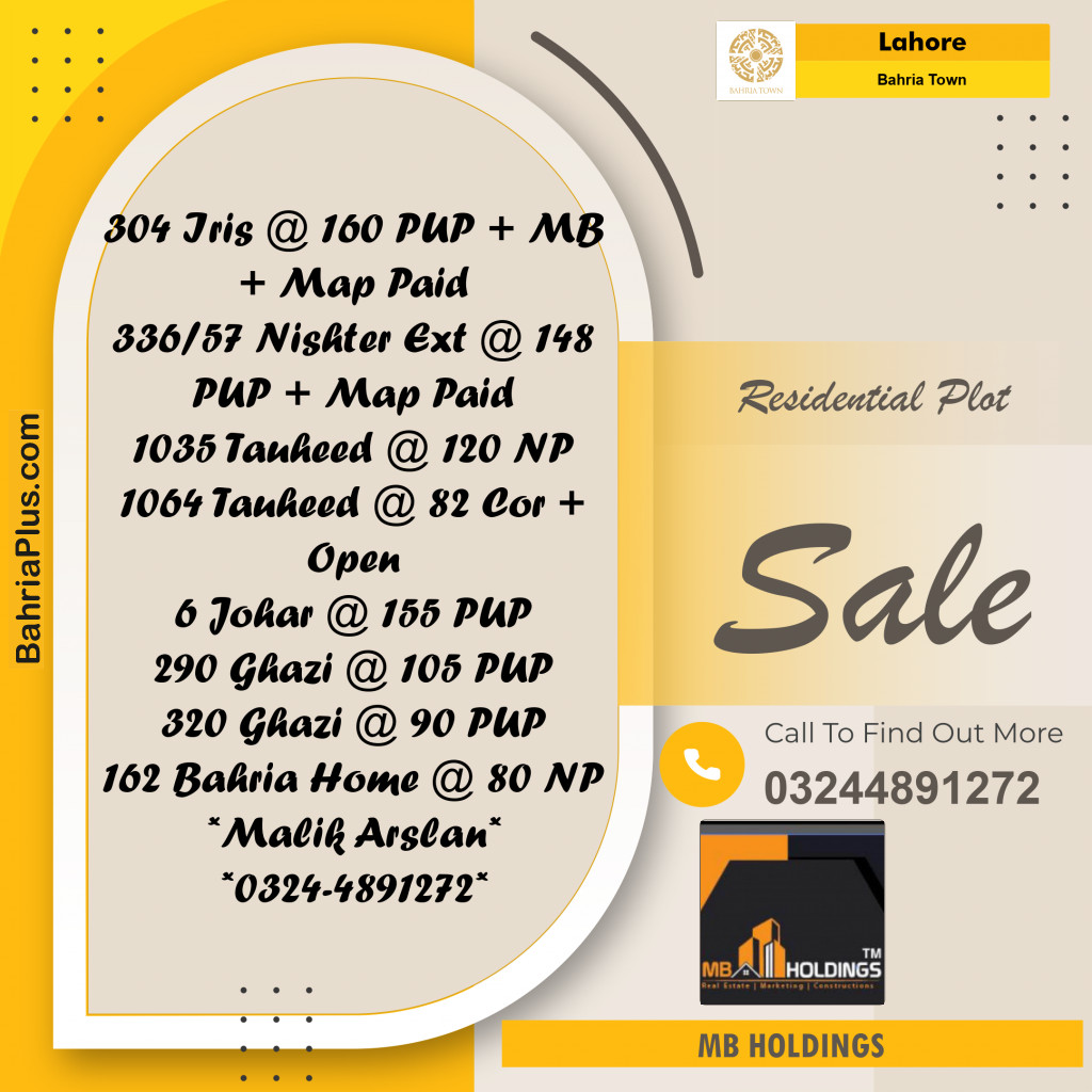 Residential Plot for Sale in Bahria Town, Lahore - (BP-214365)