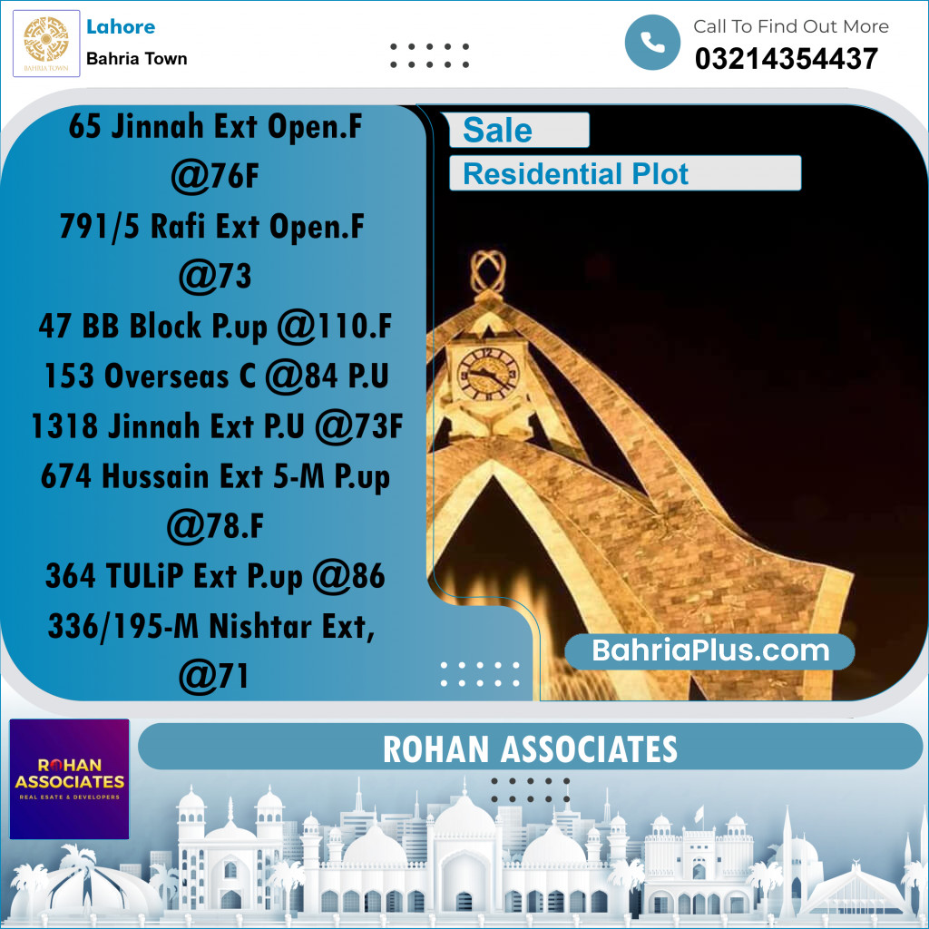 Residential Plot for Sale in Bahria Town, Lahore - (BP-214418)