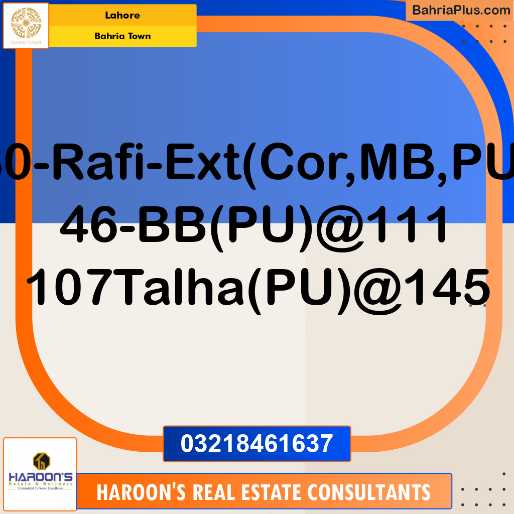 Residential Plot for Sale in Bahria Town, Lahore - (BP-214429)