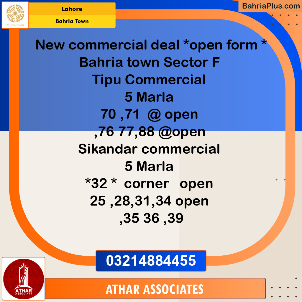 5 Marla Commercial Plot for Sale in Bahria Town, Lahore - (BP-214464)