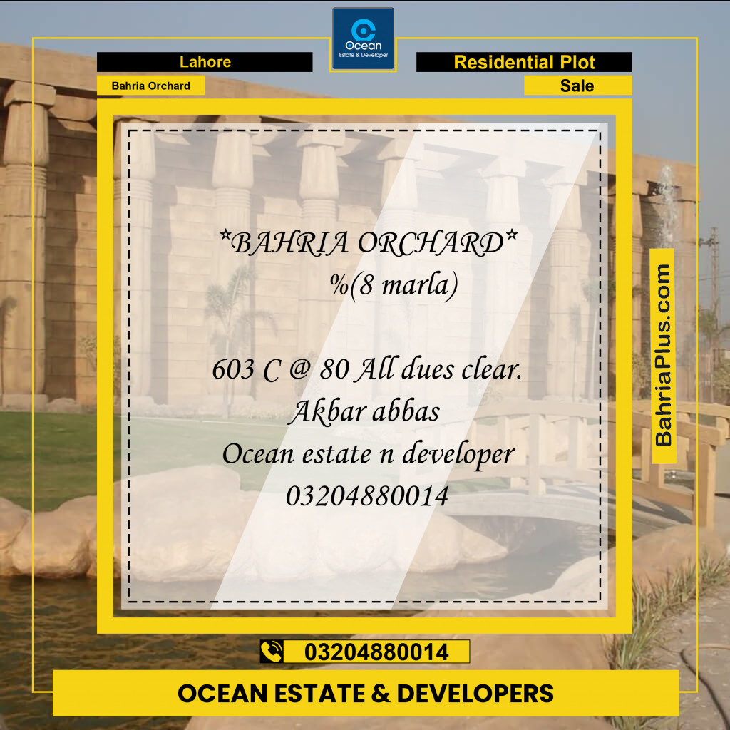 Residential Plot for Sale in Bahria Orchard, Lahore - (BP-214476)