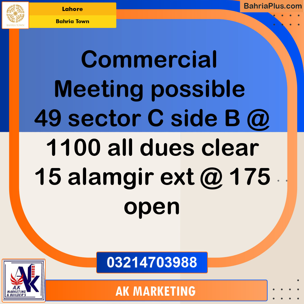 Commercial Plot for Sale in Bahria Town, Lahore - (BP-214486)