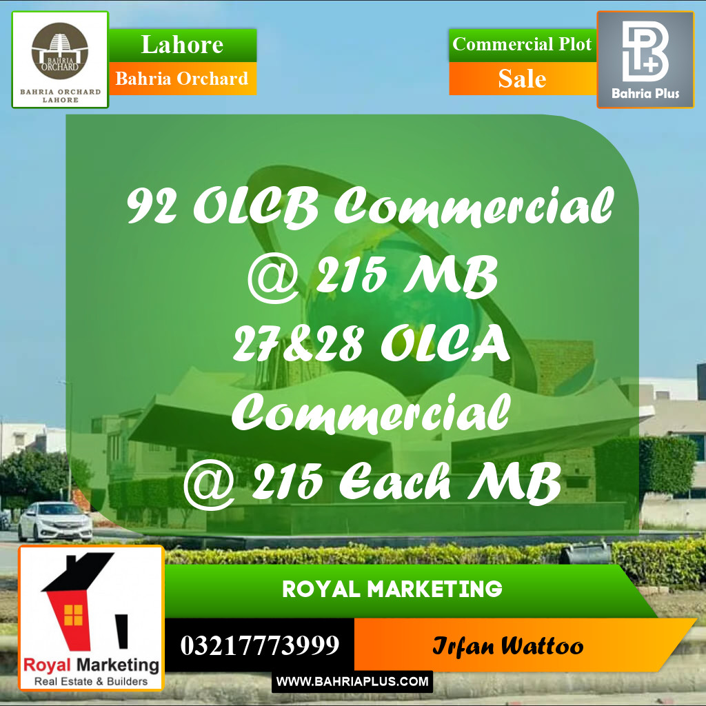 Commercial Plot for Sale in Bahria Orchard, Lahore - (BP-214489)