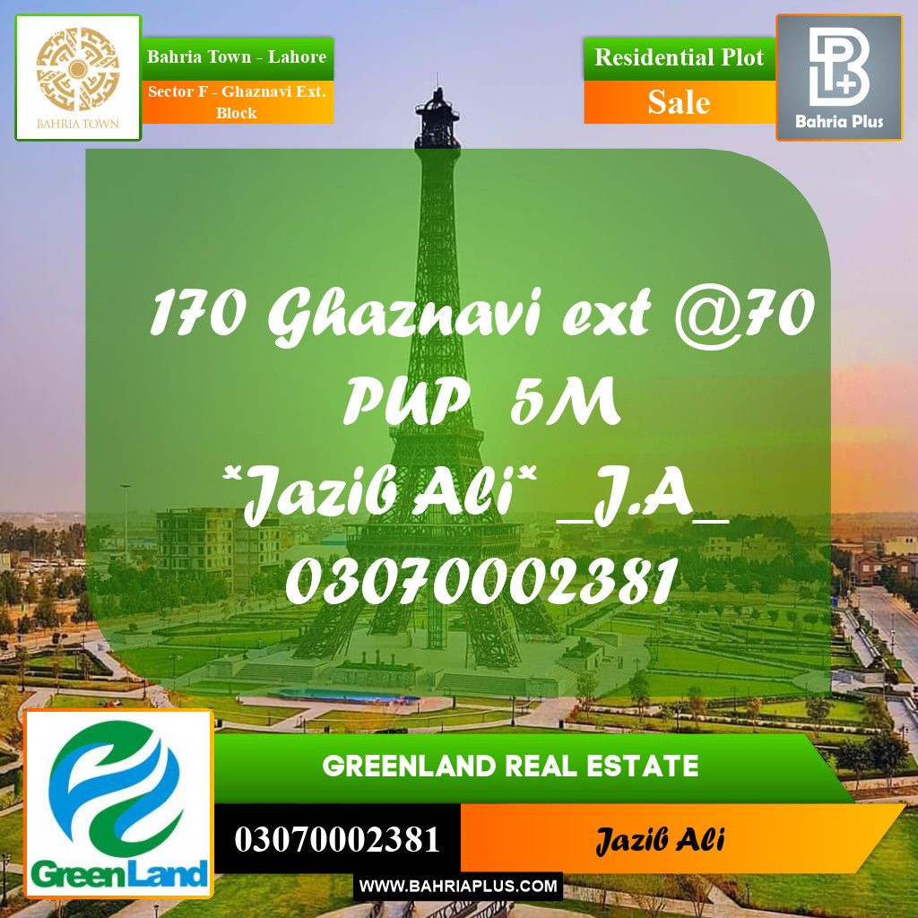 5 Marla Residential Plot for Sale in Sector F - Ghaznavi Ext. Block -  Bahria Town, Lahore - (BP-214491)